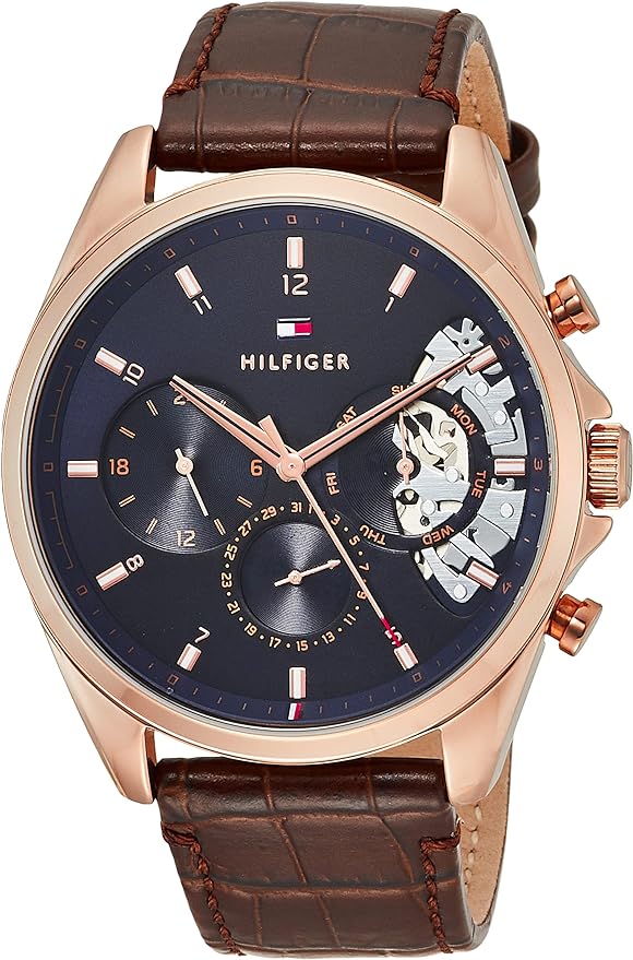 Tommy Hilfiger Baker Chronograph Blue Dial Brown Leather Strap Watch For Men - 1710453 Buy Now By Tommy Hilfiger