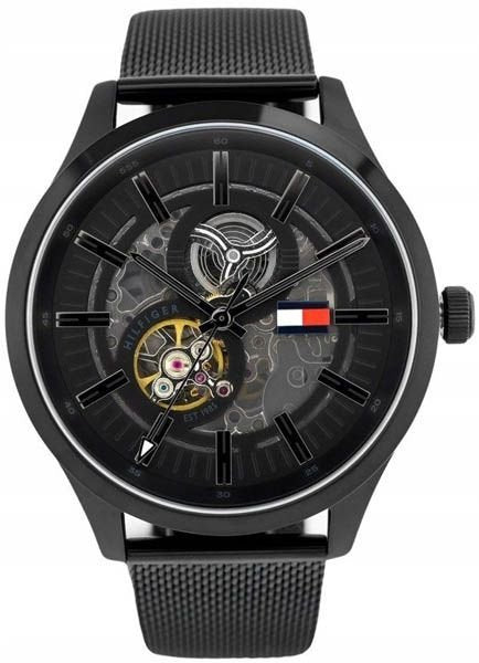 Tommy Hilfiger Spencer Skeleton Black Dial Black Mesh Bracelet Watch for Men - 1791644 Buy Now By Tommy Hilfiger