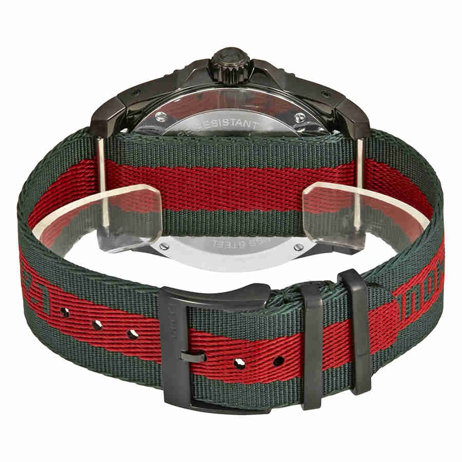 Gucci Dive Green & Red Dial Green & Red Nylon Strap Watch For Men - YA136216 Buy Now By Gucci