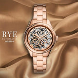 Fossil Rye Automatic Skeleton Rose Gold Dial Rose Gold Steel Strap Watch for Women - BQ3754 Buy Now By Fossil