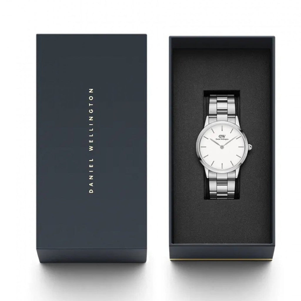 Daniel Wellington Iconic Link White Dial Silver Steel Strap Watch for Women - DW00100203 Buy Now By Daniel Wellington