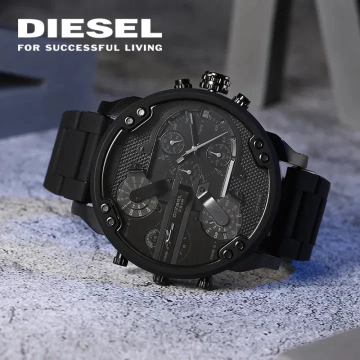 Diesel Mr Daddy 2.0 Chronograph Black Dial Black Steel Strap Watch For Men - DZ7396 Buy Now By Diesel