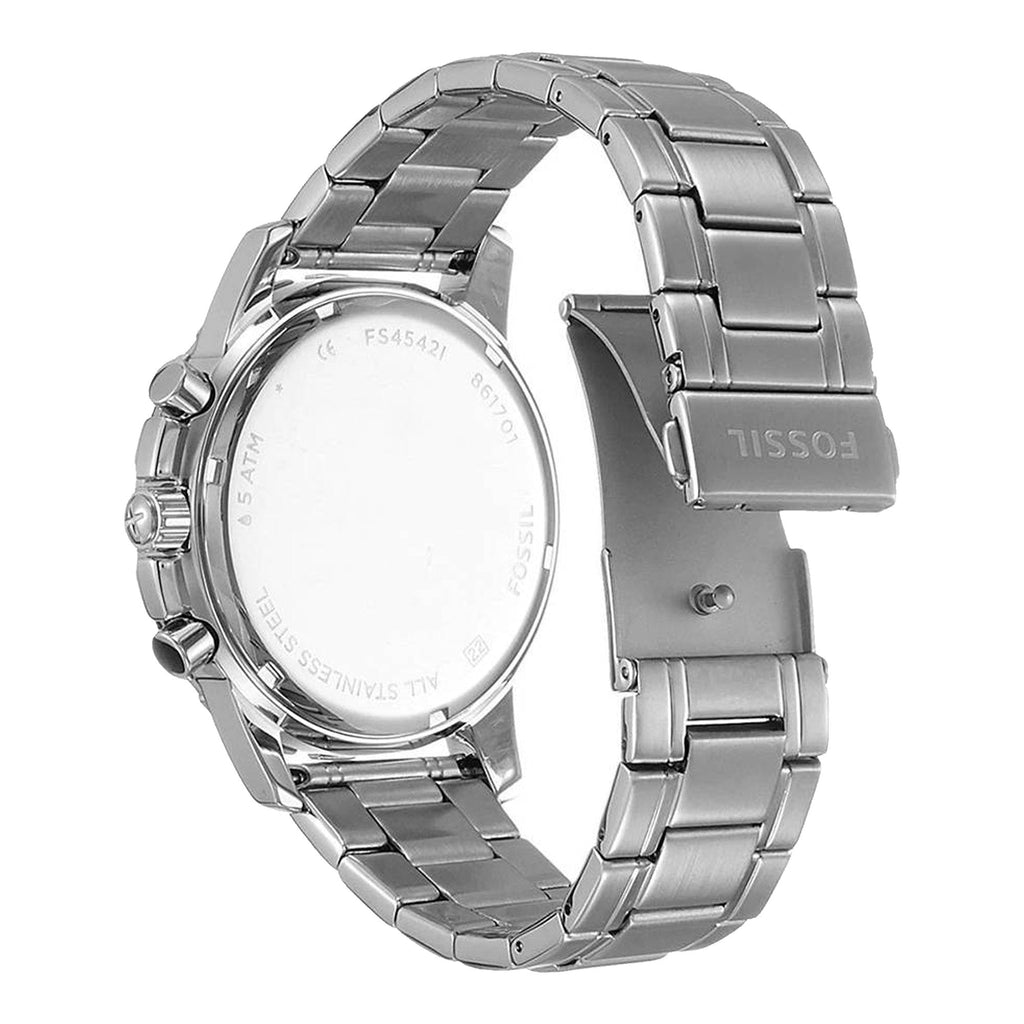 Fossil Dean Chronograph Black Dial Silver Steel Strap Watch for Men - FS4542 Buy Now By Fossil