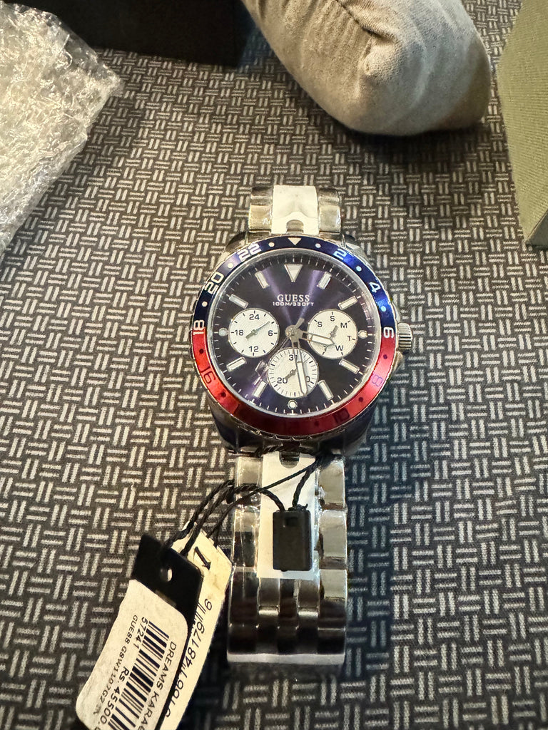 Guess Odyssey Multifunction Blue Dial Silver Steel Strap Watch For Men - W1107G2 Buy Now By Guess