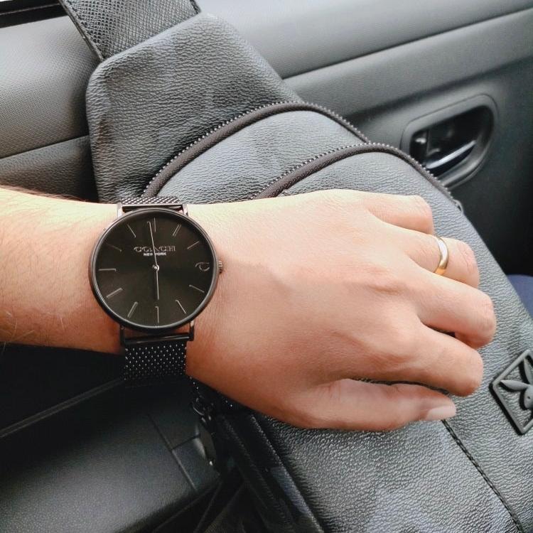 Coach Charles Black Dial Black Mesh Bracelet Watch for Men - 14602148 Buy Now By Coach