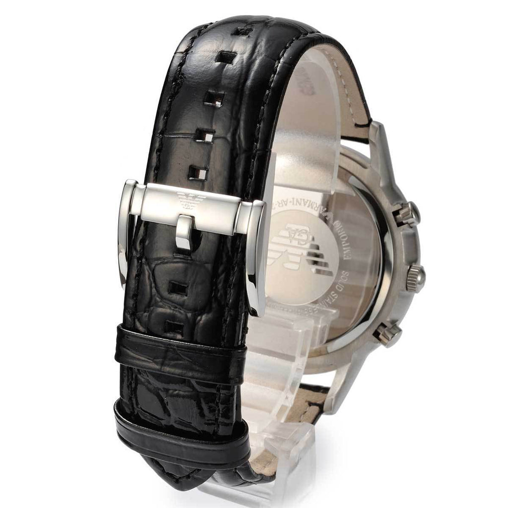 Emporio Armani Classic Chronograph Silver Dial Black Leather Strap Watch For Men - AR2432 Buy Now By Emporio Armani