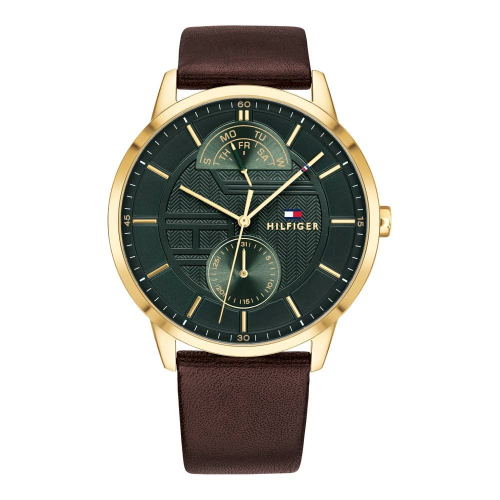 Tommy Hilfiger Hunter Green Dial Brown Leather Strap Watch for Men - 1791607 Buy Now By Tommy Hilfiger