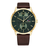 Tommy Hilfiger Hunter Green Dial Brown Leather Strap Watch for Men - 1791607 Buy Now By Tommy Hilfiger