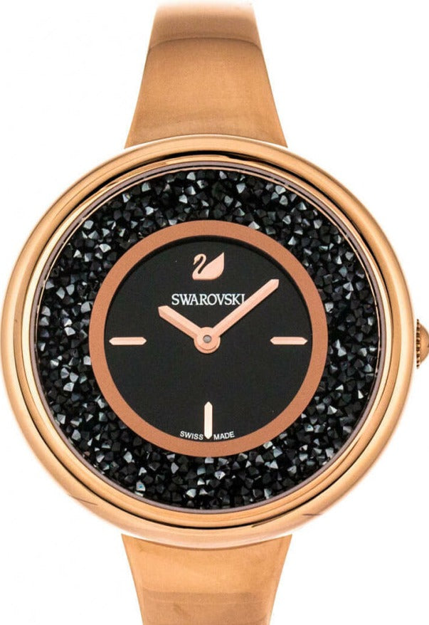 Swarovski Crystalline Pure Black Dial Rose Gold Steel Strap Watch for Women - 5295334 Buy Now By Swarovski