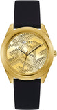 Guess Cubed Analog Gold Dial Black Silicone Strap Watch For Women - GW0665L1 Buy Now By Guess