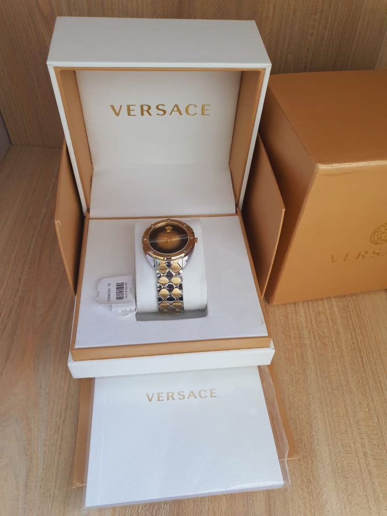 Versace Shadov Quartz Gold Dial Two Tone Steel Strap Watch for Women - VEBM00518 Buy Now By Versace