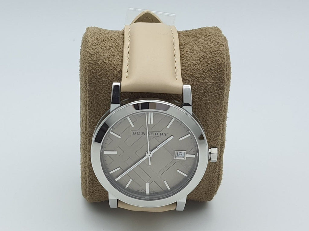 Burberry The City Silver Dial Beige Leather Strap Unisex Watch - BU9010 Buy Now By Burberry