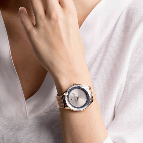Swarovski Octea Nova Grey Dial Gold Mesh Bracelet Watch for Women - 5451634 Buy Now By Swarovski