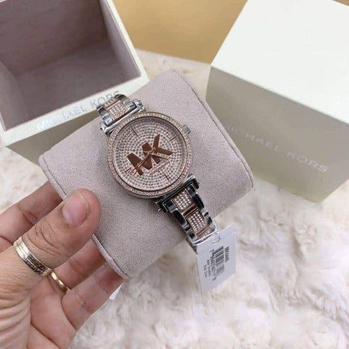 Michael Kors Sofie Crystals Glitz Rose Gold Dial Two Tone Steel Strap Watch For Women - MK4446 Buy Now By Michael Kors