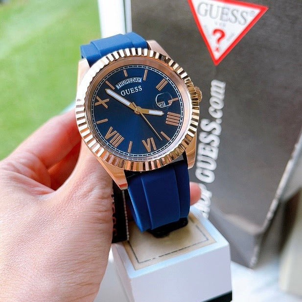 Guess Connoisseur Blue Dial Blue Silicone Strap Watch For Men - GW0335G2 Buy Now By Guess