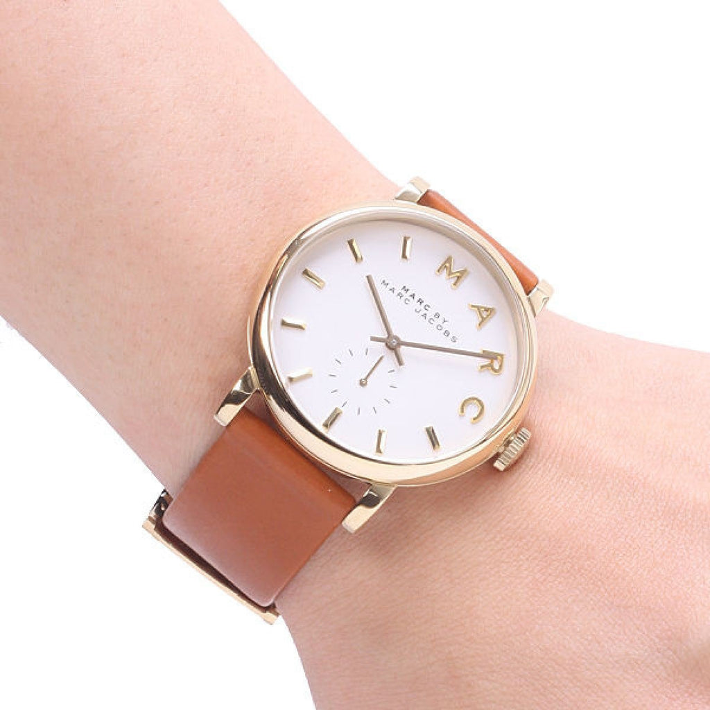 Marc Jacobs Baker White Dial Brown Leather Strap Watch for Womern - MBM1316 Buy Now By Marc Jacobs
