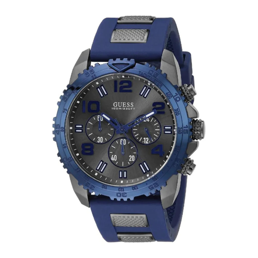 Guess Velocity Blue Dial Blue Rubber Strap Watch for Men - W0599G2 Buy Now By Guess