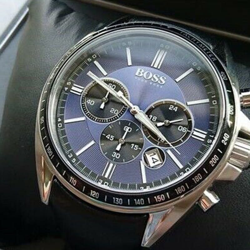 Hugo Boss Driver Sport Chronograph Blue Dial Black Leather Strap Watch for Men - 1513077 Buy Now By Hugo Boss