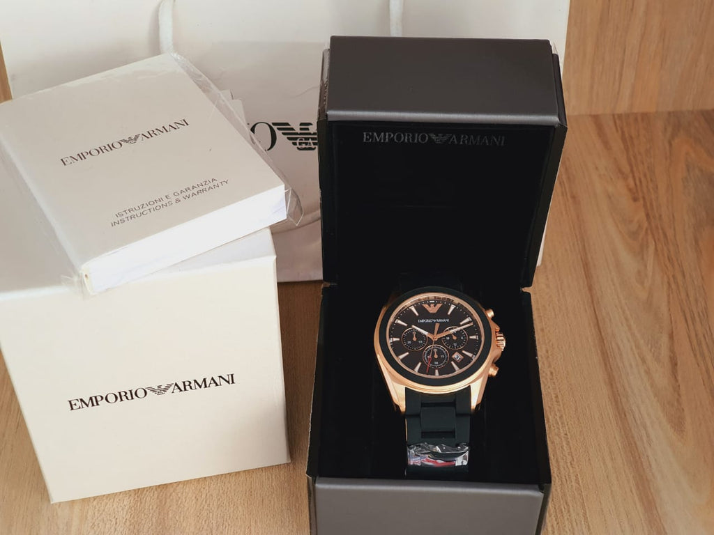 Emporio Armani Sigma Chronograph Black Dial Black SIlicon Strap Watch For Men - AR6066 Buy Now By Emporio Armani