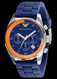 Emporio Armani Chronograph Blue Dial Blue Rubber Strap Watch For Men - AR5864 Buy Now By Emporio Armani