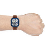 Fossil Inscription Automatic Skeleton Blue Dial Brown Leather Strap Watch for Men - BQ2571 Buy Now By Fossil