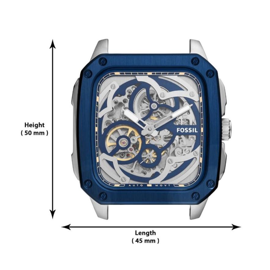 Fossil Inscription Automatic Skeleton Blue Dial Brown Leather Strap Watch for Men - BQ2571 Buy Now By Fossil