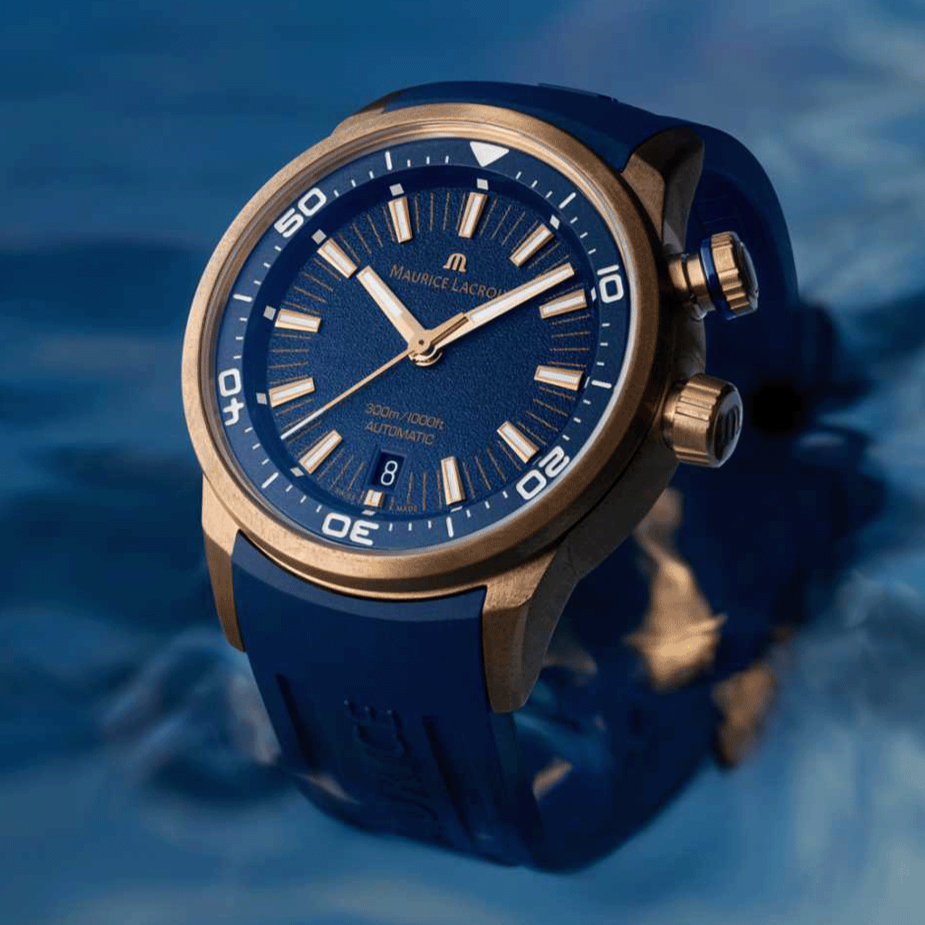 Maurice Lacroix Pontos Divers Limited Edition Blue Dial Blue Leather Strap Watch For Men - PT6248-BRZ0B-430-4 Buy Now By Maurice Lacroix