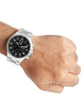 Fossil Pilot Chronograph Black Dial Silver Steel Strap Watch for Men - FS5141 Buy Now By Fossil