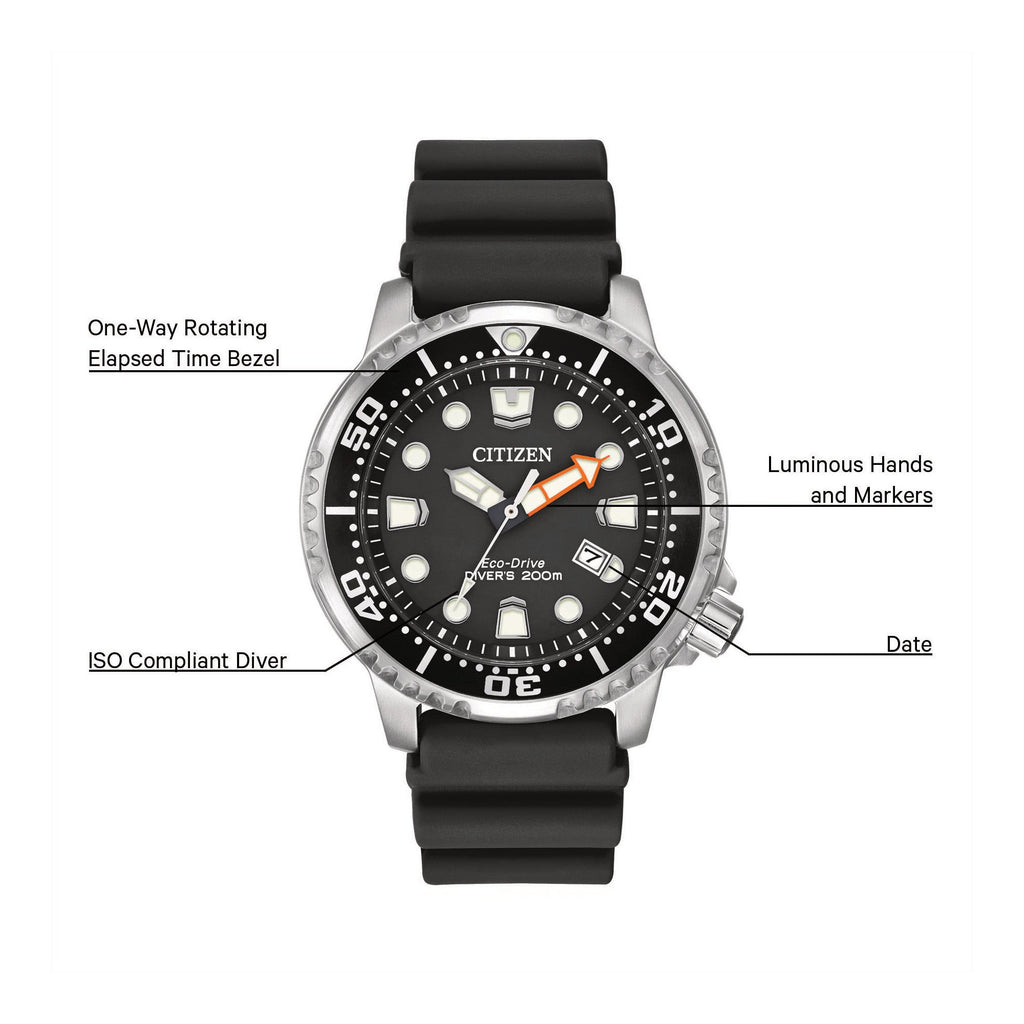 Citizen Eco Drive Pro Master Diver Black Dial Black Steel Strap Watch For Men - BN0150-28E Buy Now By Citizen