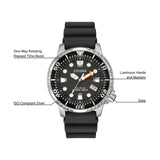 Citizen Eco Drive Pro Master Diver Black Dial Black Steel Strap Watch For Men - BN0150-28E Buy Now By Citizen