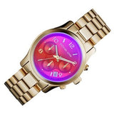 Michael Kors Runway Iridescent Pink Dial Gold Steel Strap Watch for Women - MK5939 Buy Now By Michael Kors