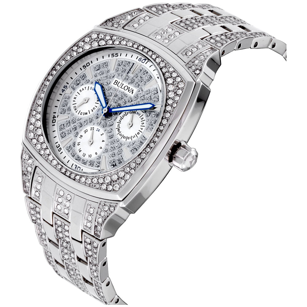 Bulova Crystal Collection Phantom Silver Dial Silver Steel Strap Watch for Men - 96C002 Buy Now By Bulova