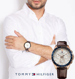 Tommy Hilfiger Luke Quartz White Dial Brown Leather Strap Watch for Men - 1791118 Buy Now By Tommy Hilfiger