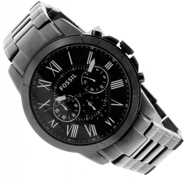 Fossil Grant Chronograph Black Dial Black Steel Strap Watch for Men - FS4832 Buy Now By Fossil