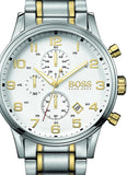 Hugo Boss Areoliner Chronograph White Dial Two Tone Steel Strap Watch for Men - 1513236 Buy Now By Hugo Boss
