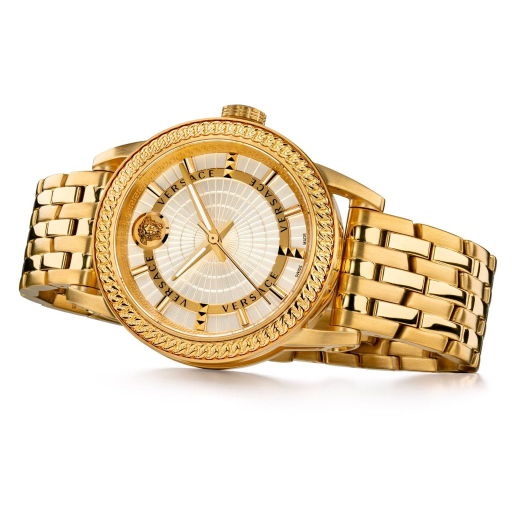Versace Code Quartz Silver Dial Gold Steel Strap Watch For Men - VEPO00420 Buy Now By Versace