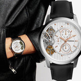 Fossil Townsman Twist Multifunction White Dial Black Leather Strap Watch for Men - ME1164 Buy Now By Fossil