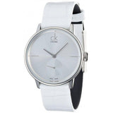 Calvin Klein Accent Silver Dial White Leather Strap Watch for Women - K2Y231K6 Buy Now By Calvin Klein
