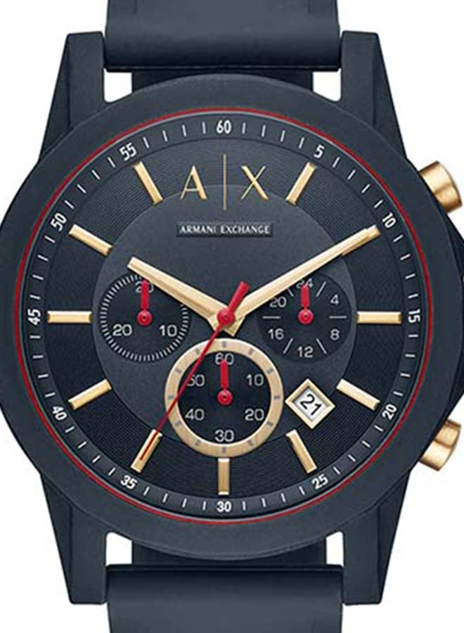 Armani Exchange Outerbanks Chronograph Blue Dial Blue Silicone Strap Watch For Men - AX1335 Buy Now By Armani Exchange