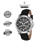 Maserati Successo 44mm Grey Dial Black Leather Strap Watch For Men - R8871621006 Buy Now By Maserati