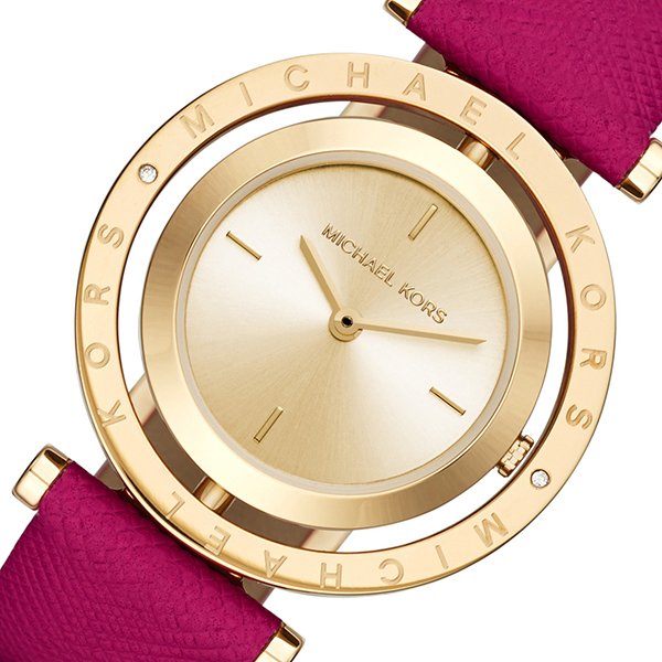 Michael Kors Averi Gold Dial Pink Leather Strap Watch for Women - MK2525 Buy Now By Michael Kors