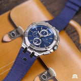 Maurice Lacroix Aikon Chronograph Blue Dial Blue Leather Strap Watch for Men - AI1018-SS001-430-1 Buy Now By Maurice Lacroix