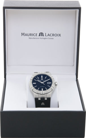 Maurice Lacroix Aikon Date Automatic Black Dial Black Leather Strap Watch For Men - AI6008-SS001-330-1 Buy Now By Maurice Lacroix