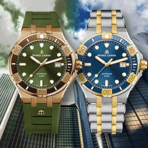 Maurice Lacroix Aikon Venturer Bronze Dial Green Rubber Strap Watch For Men - AI6058-BRZ01-630-1 Buy Now By Maurice Lacroix