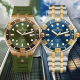 Maurice Lacroix Aikon Venturer Bronze Dial Green Rubber Strap Watch For Men - AI6058-BRZ01-630-1 Buy Now By Maurice Lacroix