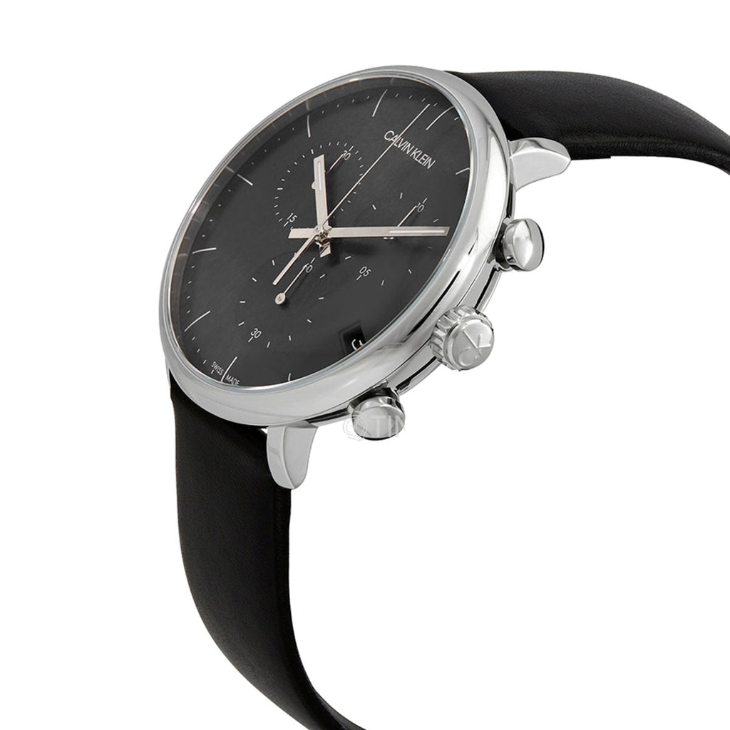 Calvin Klein High Noon Chronograph Black Dial Black Leather Strap Watch for Men - K8M271C1 Buy Now By Calvin Klein