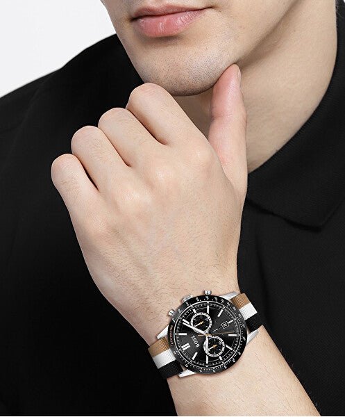 Hugo Boss Allure Chronograph Black Dial Multicolor Nylon Strap Watch for Men - 1513963 Buy Now By Hugo Boss