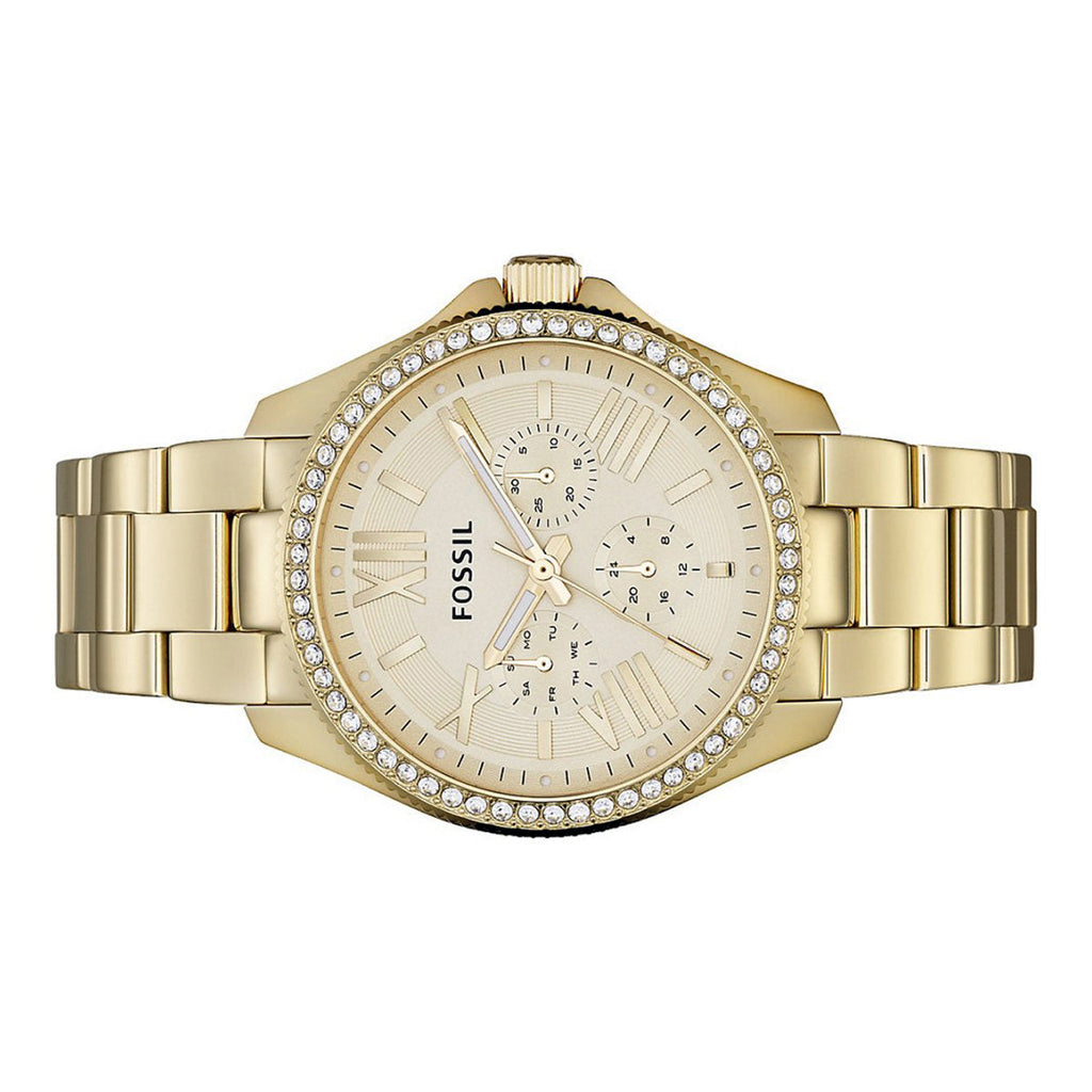 Fossil Cecile Chronograph Gold Dial Gold Steel Strap Watch for Women - AM4482 Buy Now By Fossil