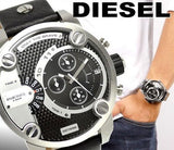 Diesel Little Daddy Black Dial Black Leather Strap Watch For Men - DZ7256 Buy Now By Diesel