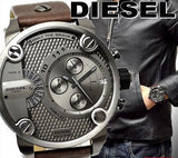 Diesel Little Daddy SBA Small Sized Grey Dial Brown Leather Strap Watch For Men - DZ7258 Buy Now By Diesel